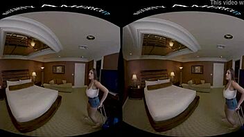 Naughty America VR big natural tits babe hotel lingerie POV monster cock