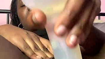 ebony beauty fingers her creamy wet pussy solo play