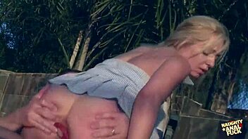 Blonde Agonizes Over Outdoor Asshole Stretch Discipline