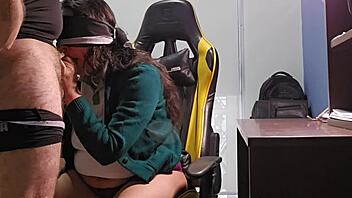 mexican college student milks her lactating tits while teacher fucks her in class