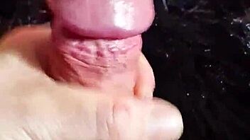 solo guy strokes his small cock hard