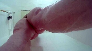 Chubby Brunette Pees Then Showers Saggy Tits and Hairy Pussy!