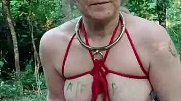 Bound French Milf Slave Gode Humiliation In Forest Session!