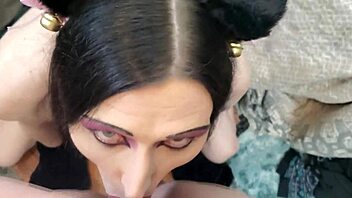 Hey cute tranny kitty, suck and ride this cock in lingerie cosplay!