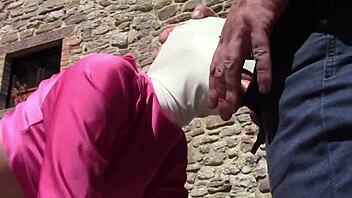 Outdoor milf gets bound and creampied in rough scenes