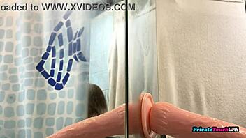 perverted skinny blonde russian sucks dildo deepthroat solo
