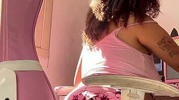 Chubby BBW Farts Curvy Body At Computer