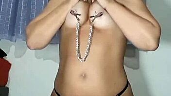 bbw amateur strips toys anal plug dildo nipple play compilation