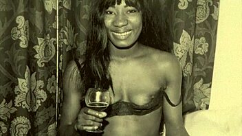 Vintage women show natural tits in retro outdoor scenes