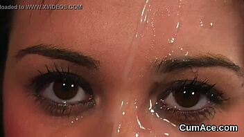 unusual bombshell bimbo swallows massive bukkake facial cumshot