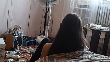 Big clit jerk off behind reading girl pov