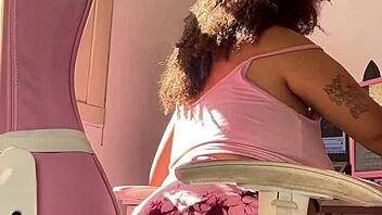 Chubby BBW Farts Curvy Body At Computer