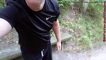 nylon feet lifted outdoor forest voyeur