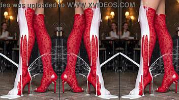 high heels boots dripping cum on concrete outdoors