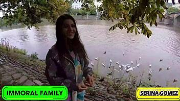 Duck feeding leads to serina swallowing dean's thick cream