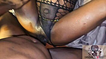 Sucking juicy candy cane then pounded hard in gym flash