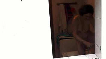 sexy wife showers outdoors as neighbor watches her wet pussy