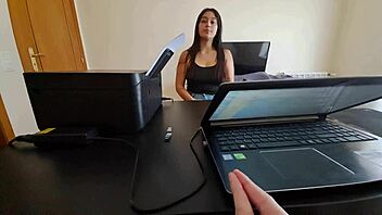 Maid In Jeans Signs Hourly Fuck Deal For Boss Cum
