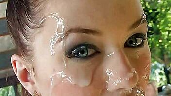 Pro Chick's Face Drenched in Garden Cumshot