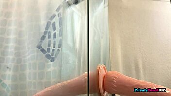 perverted skinny blonde russian sucks dildo deepthroat solo