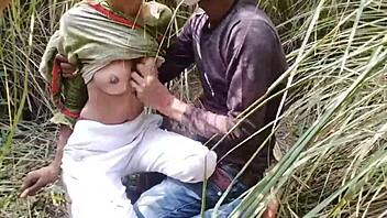 Indian Desi Girl Boobs Pressed Fucked Rough In Forest