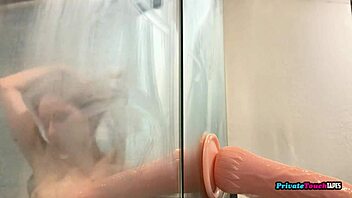 perverted skinny blonde russian sucks dildo deepthroat solo