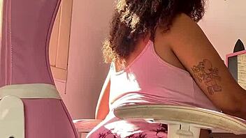 Chubby BBW Farts Curvy Body At Computer