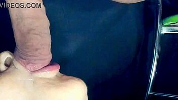 sensual milf gives close-up blowjob swallowing every drop