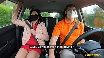 hot asian babe sucks burning cock in car pov