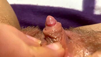 Huge clit rubbed to extreme orgasm closeup