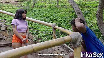 dora the petite peruvian gets outdoor anal therapy in boots