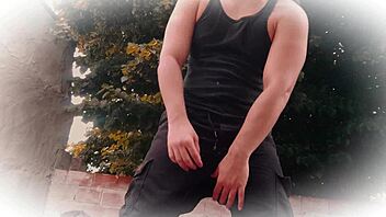 Kickboxing story rips pants huge cock muscled man masturbates