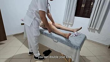Doctor examines patient ass and eats it