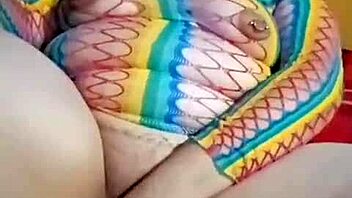 Chubby latina shows off curvy body
