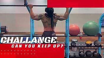 Athletic bodybuilder does fullbody workout routine
