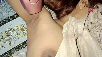 Mature woman gets body and pussy hair removed close up
