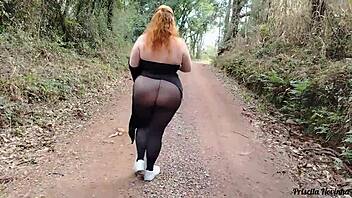 madrasta in see through dress outdoors