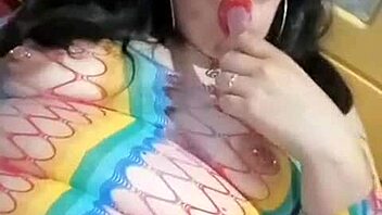 Chubby latina shows off curvy body