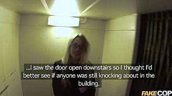 leggy blonde elevator cop fuck