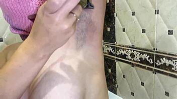 Epilation of armpits with epilator and depilation