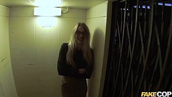 leggy blonde elevator cop fuck