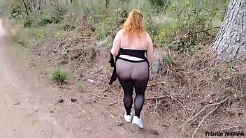 madrasta in see through dress outdoors
