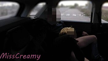 dogging my slutty wife and her student in a public parking lot