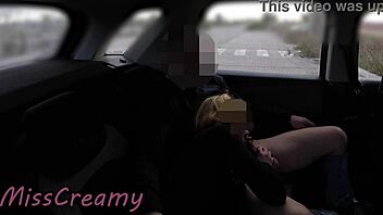 dogging my slutty wife and her student in a public parking lot