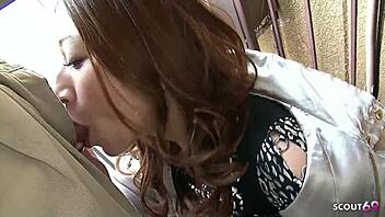 japanese crotchless blowjob and squirt