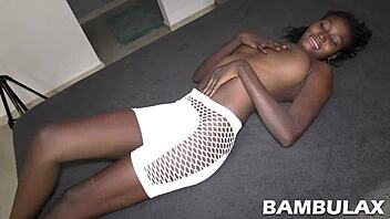 ebony teen cutie gets fucked and filled up from behind