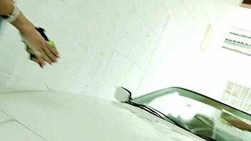 Bimbo sluts lick pussy at lesbian car wash
