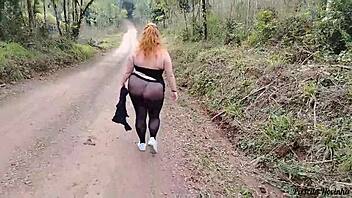 madrasta in see through dress outdoors