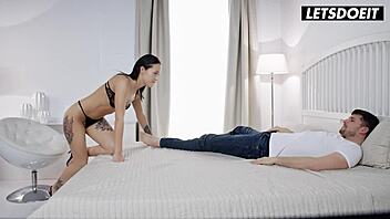 brunette fucks boyfriend all day long