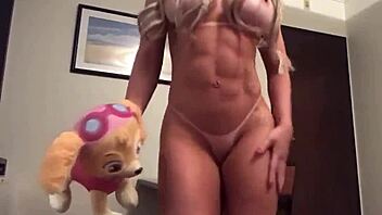 Busty mom and her doll